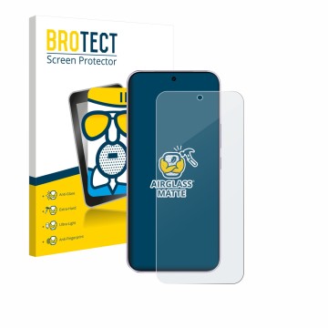 Parte frontal de un envase de producto con el logotipo de la marca BROTECT. Al lado se muestra el dispositivo Vivo V70 FE con 