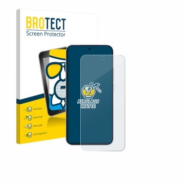 Parte frontal de un envase de producto con el logotipo de la marca BROTECT. Al lado se muestra el dispositivo Vivo X300 FE con