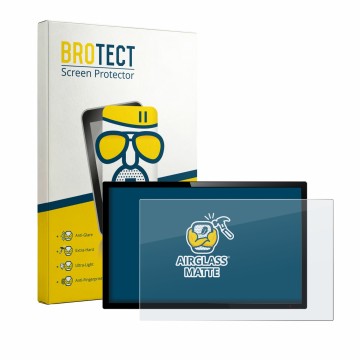 Parte frontal de un envase de producto con el logotipo de la marca BROTECT. Al lado se muestra el dispositivo con su protector
