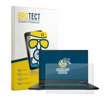 Parte frontal de un envase de producto con el logotipo de la marca BROTECT. Al lado se muestra el dispositivo Gigabyte Gaming 