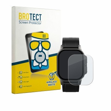 Parte frontal de un envase de producto con el logotipo de la marca BROTECT. Al lado se muestra el dispositivo Domino Watch DM6