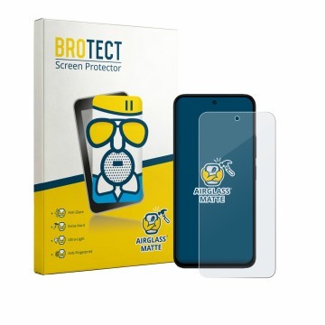 Parte frontal de un envase de producto con el logotipo de la marca BROTECT. Al lado se muestra el dispositivo Xiaomi Poco M8s 