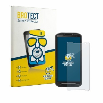 Front side of a product packaging with the brand logo BROTECT. Next to it is the device Point Mobile PM84P shown with the corr