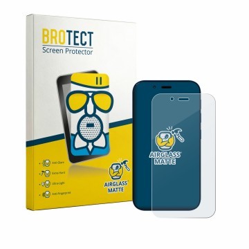 Front side of a product packaging with the brand logo BROTECT. Next to it is the device Hisense U964 shown with the correspond