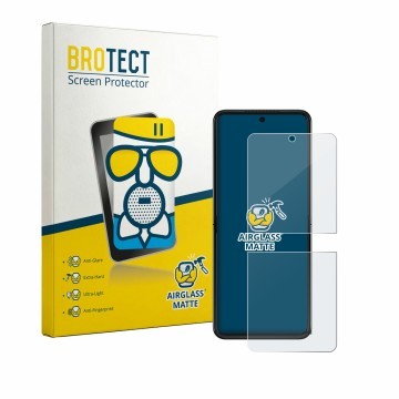 Vorderseite einer Produktverpackung mit dem Markenlogo BROTECT. Daneben ist das Gerät Motorola Razr 70 Plus mit dem zugehörige