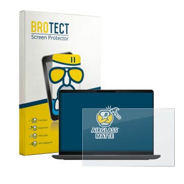 Parte frontal de un envase de producto con el logotipo de la marca BROTECT. Al lado se muestra el dispositivo Dell Pro 5 Serie