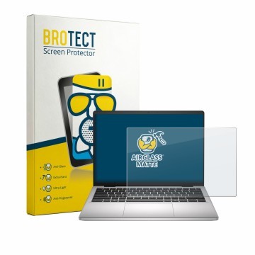 Parte frontal de un envase de producto con el logotipo de la marca BROTECT. Al lado se muestra el dispositivo Dell Dell Pro 14
