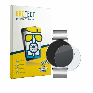 Face avant d’un emballage produit avec le logo de la marque BROTECT. À côté, l’appareil Xcoast Minimalist Unisex Smartwatch es
