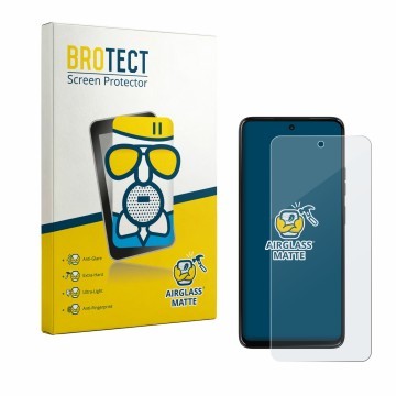 Front side of a product packaging with the brand logo BROTECT. Next to it is the device Motorola Moto G37 shown with the corre