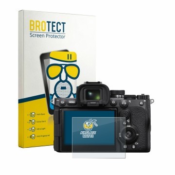 Parte frontale di una confezione del prodotto con il logo del marchio BROTECT. Accanto è raffigurato il dispositivo Sony Alpha