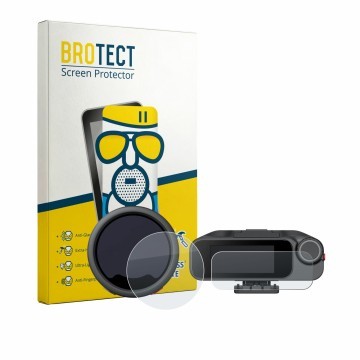 Vorderseite einer Produktverpackung mit dem Markenlogo BROTECT. Daneben ist das Gerät Insta360 Mic Pro TX + RX mit dem zugehör