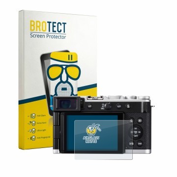 Parte frontal de un envase de producto con el logotipo de la marca BROTECT. Al lado se muestra el dispositivo Panasonic Lumix 