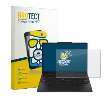 Face avant d’un emballage produit avec le logo de la marque BROTECT. À côté, l’appareil Lenovo ThinkPad T14s Gen 7 est représe