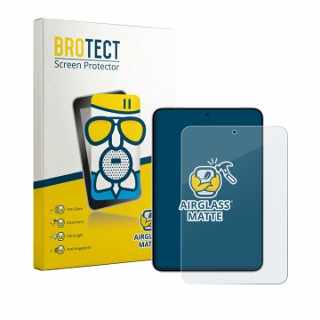Parte frontal de un envase de producto con el logotipo de la marca BROTECT. Al lado se muestra el dispositivo Oppo Pad Mini co