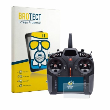 Parte frontal de un envase de producto con el logotipo de la marca BROTECT. Al lado se muestra el dispositivo Spektrum iX14 Pl