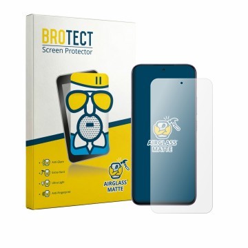 Parte frontale di una confezione del prodotto con il logo del marchio BROTECT. Accanto è raffigurato il dispositivo realme P4R