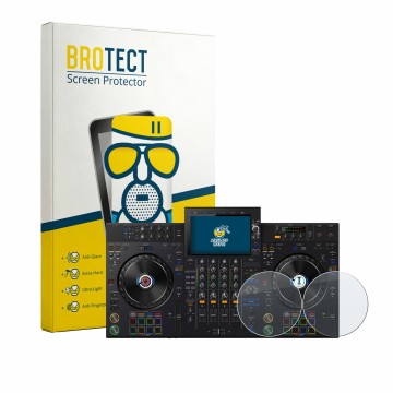 Vorderseite einer Produktverpackung mit dem Markenlogo BROTECT. Daneben ist das Gerät AlphaTheta XDJ-AZ (Jog) mit dem zugehöri