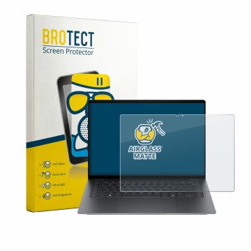 Parte frontal de un envase de producto con el logotipo de la marca BROTECT. Al lado se muestra el dispositivo HP OmniBook Ultr