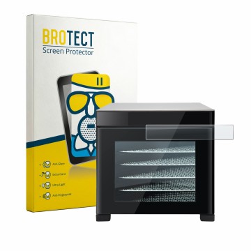 Vorderseite einer Produktverpackung mit dem Markenlogo BROTECT. Daneben ist das Gerät Cosori CP267-FD mit dem zugehörigen Disp
