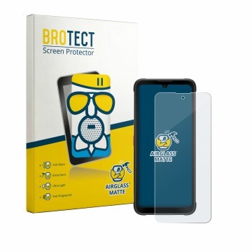 Front side of a product packaging with the brand logo BROTECT. Next to it is the device Fossibot F112 Pro 5G shown with the co