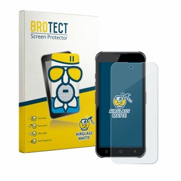 Front side of a product packaging with the brand logo BROTECT. Next to it is the device Bluebird VF550 shown with the correspo