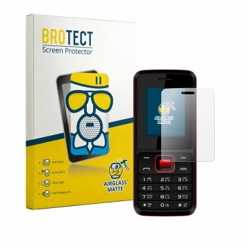 Vorderseite einer Produktverpackung mit dem Markenlogo BROTECT. Daneben ist das Gerät Karbonn K19 Rock mit dem zugehörigen Dis