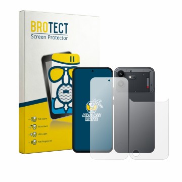 Vorderseite einer Produktverpackung mit dem Markenlogo BROTECT. Daneben ist das Gerät Nothing Phone (4b) (Display+Rückseite) m
