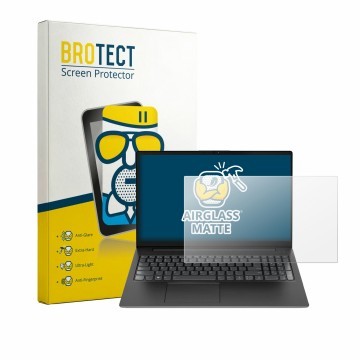 Parte frontal de un envase de producto con el logotipo de la marca BROTECT. Al lado se muestra el dispositivo Lenovo V15 7915 