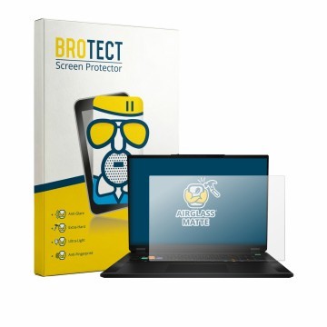 Vorderseite einer Produktverpackung mit dem Markenlogo BROTECT. Daneben ist das Gerät MSI Stealth 18 HX AI mit dem zugehörigen
