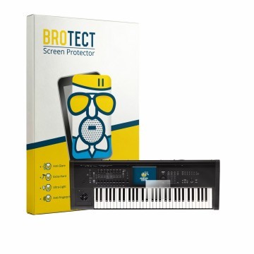 Parte frontal de un envase de producto con el logotipo de la marca BROTECT. Al lado se muestra el dispositivo KORG Kronos 3 (2