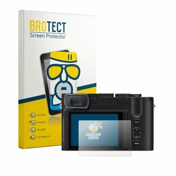 Parte frontale di una confezione del prodotto con il logo del marchio BROTECT. Accanto è raffigurato il dispositivo Leica Q3 M