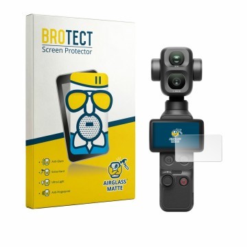 Vorderseite einer Produktverpackung mit dem Markenlogo BROTECT. Daneben ist das Gerät DJI Osmo Pocket 4P mit dem zugehörigen D