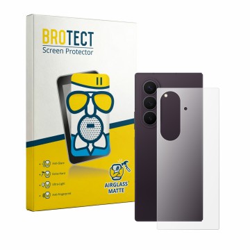 Face avant d’un emballage produit avec le logo de la marque BROTECT. À côté, l’appareil Samsung Galaxy Z Fold 8 Ultra (Arrière