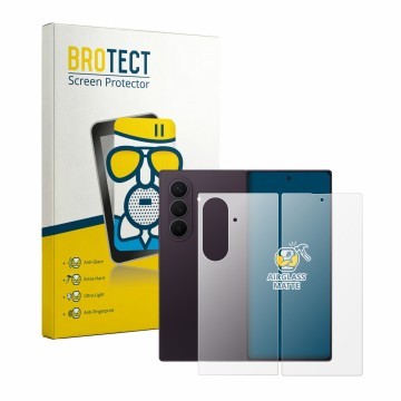 Parte frontale di una confezione del prodotto con il logo del marchio BROTECT. Accanto è raffigurato il dispositivo Samsung Ga