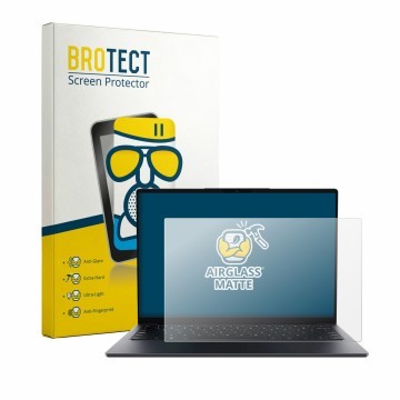 Vorderseite einer Produktverpackung mit dem Markenlogo BROTECT. Daneben ist das Gerät Chuwi UniBook mit dem zugehörigen Displa