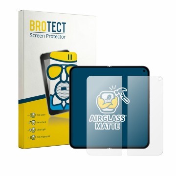 Parte frontal de un envase de producto con el logotipo de la marca BROTECT. Al lado se muestra el dispositivo Google Pixel 11 