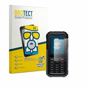 Parte frontal de un envase de producto con el logotipo de la marca BROTECT. Al lado se muestra el dispositivo TCL OneTouch 504