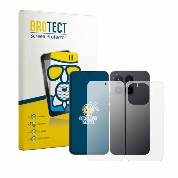 Vorderseite einer Produktverpackung mit dem Markenlogo BROTECT. Daneben ist das Gerät Xiaomi 17T Pro (Display+Rückseite) mit d
