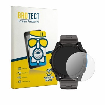 Vorderseite einer Produktverpackung mit dem Markenlogo BROTECT. Daneben ist das Gerät Garmin D2 Mach 2 (51 mm) mit dem zugehör