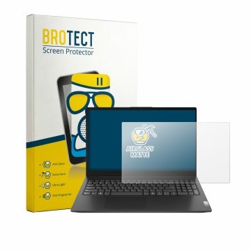 Parte frontal de un envase de producto con el logotipo de la marca BROTECT. Al lado se muestra el dispositivo Lenovo V15 Gen 6