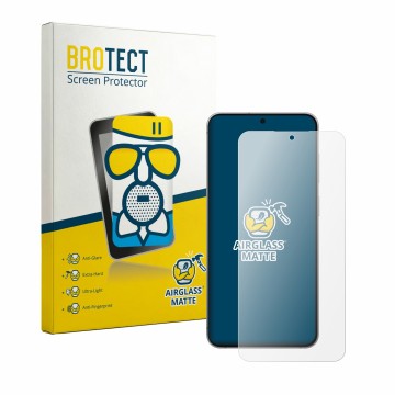 Front side of a product packaging with the brand logo BROTECT. Next to it is the device Samsung Galaxy S26 FE shown with the c