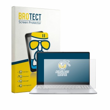 Face avant d’un emballage produit avec le logo de la marque BROTECT. À côté, l’appareil ASUS Chromebook CM14 CM1405 est représ