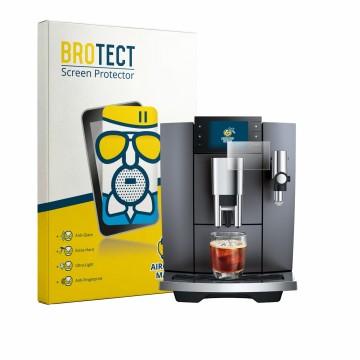 Face avant d’un emballage produit avec le logo de la marque BROTECT. À côté, l’appareil Jura E10 est représenté avec la protec