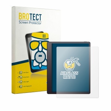 Parte frontal de un envase de producto con el logotipo de la marca BROTECT. Al lado se muestra el dispositivo Boox Note Mini C