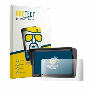 Front side of a product packaging with the brand logo BROTECT. Next to it is the device Carpuride W602 Pro 6.25