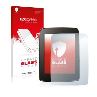 Vorderseite einer Produktverpackung mit dem Markenlogo upscreen. Daneben ist das Gerät Hammerhead Karoo mit dem zugehörigen Di