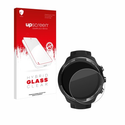 Front side of a product packaging with the brand logo upscreen. Next to it is the device Suunto 9 shown with the corresponding
