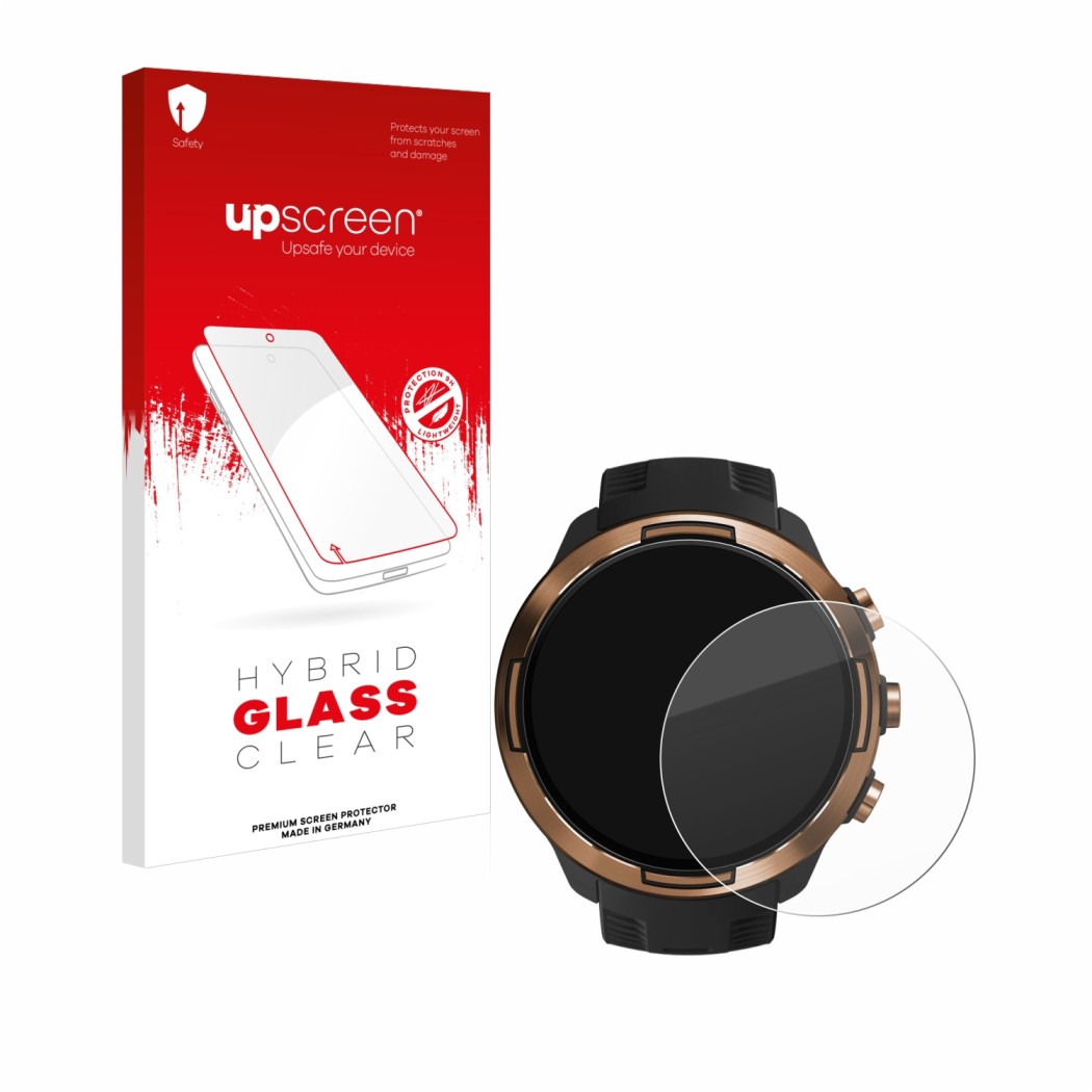 Front side of a product packaging with the brand logo upscreen. Next to it is the device Suunto 9 Baro shown with the correspo