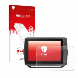 Parte frontale di una confezione del prodotto con il logo del marchio upscreen. Accanto è raffigurato il dispositivo Garmin EC