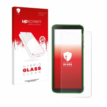 Front side of a product packaging with the brand logo upscreen. Next to it is the device Blackview BV6300 Pro shown with the c